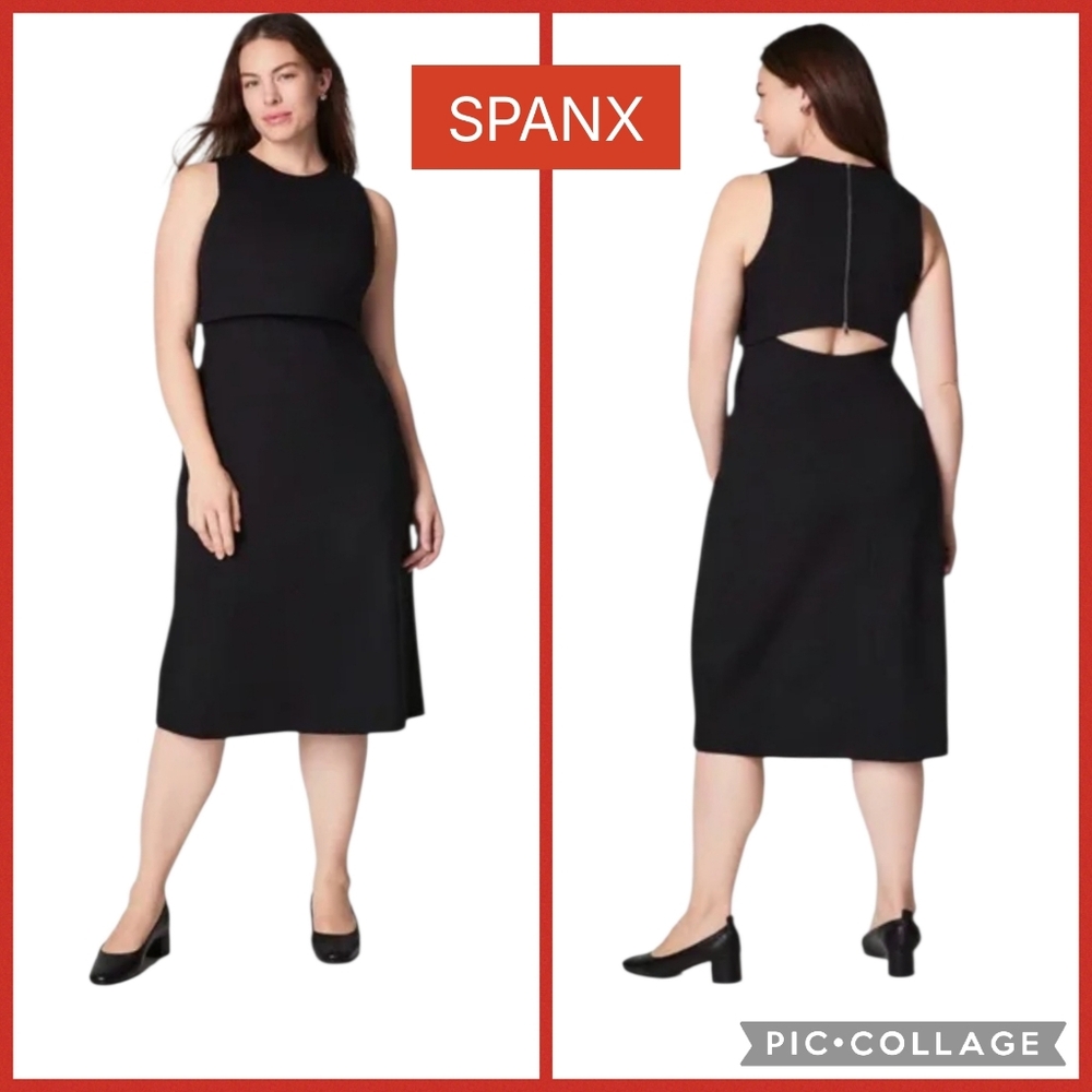 SPANX Women's Black Ponte Overlay Dress Size 3X